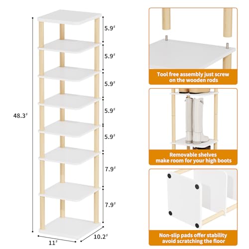 8 Tiers Vertical Shoe Rack, Tall Narrow Shoe Tower - Image 3