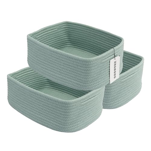 XUANGUO Small Woven Storage Baskets for Shelves, 12" x 8" x 5" - Image 2