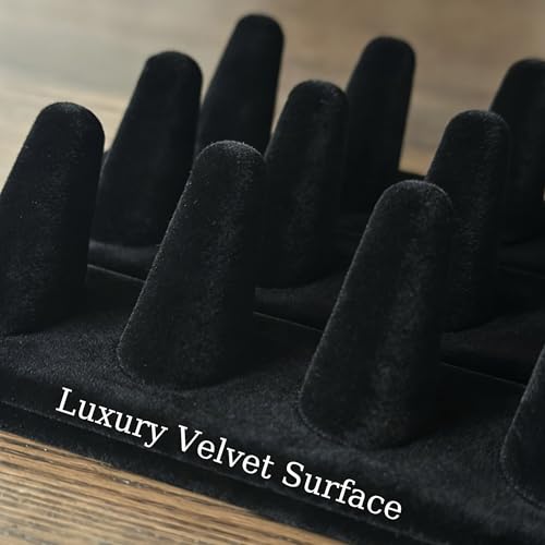 Ring Display, Black Velvet 12-Finger Ring Holder Stand - Image 6