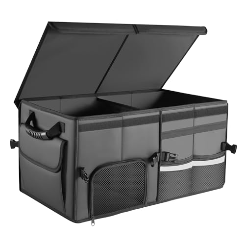 Car Trunk Organizer, 2 Compartments Car Storage Box with Lip - Image 2