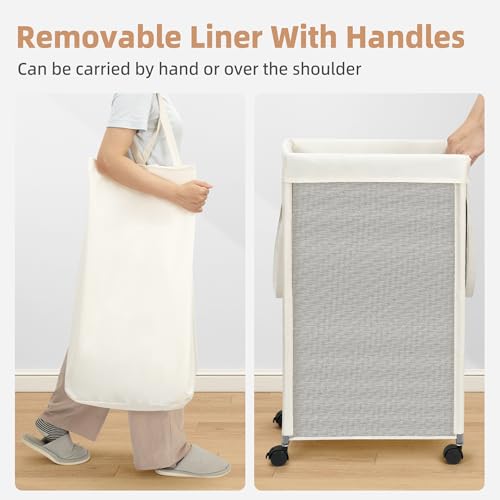 STORAGE MANIAC Laundry Hamper with Wheels, Rolling Laundry Basket - Image 6