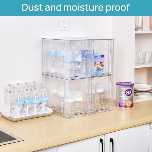 Vtopmart 4 Pack Clear Stackable Storage Drawers,9.7" High Plastic - Image 3