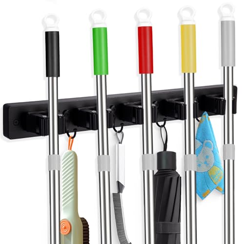 FunCee Broom Holder Wall Mount With 5 Slots & 4 | Home Organization - Image 2