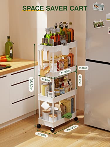 LEHOM Slim Rolling Storage Cart - 4 Tiers Bathroom Organizer - Image 4