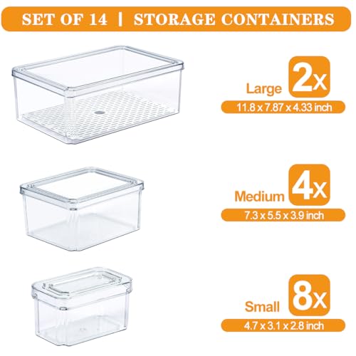 14Pack Fridge Organizer, Stackable Refrigerator Organizer Bins - Image 3