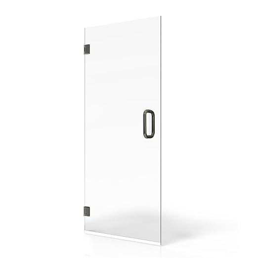Fab Glass and Mirror Frameless Shower Door - 3/8" SGCC Tempered Safety Glass with SmartGuard Coating - Single Hinged Design - 28" x 79" Brushed Nickel Finish