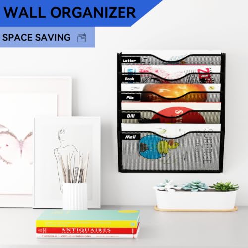 5 Pockets Hanging Wall File Organizer Mail Holder, W | All Products - Image 3