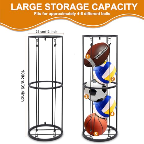 Vertical Ball Storage Rack, Wall-Mounted Garage Sports - Image 3