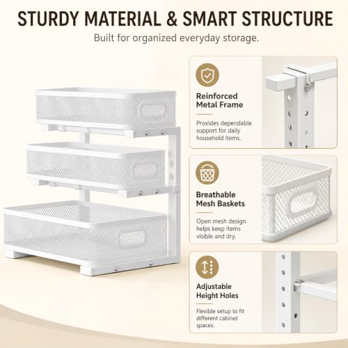 2 Pack 3 Tier Under Sink Organizer with Pull Out Drawer - Image 5