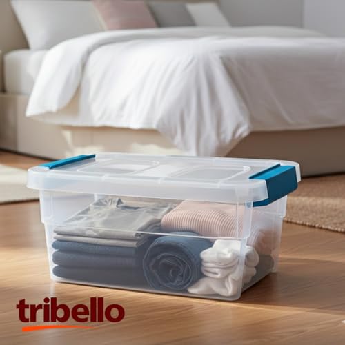 Tribello Clear Plastic Storage Bins with Lids Stackable Storage - Image 4