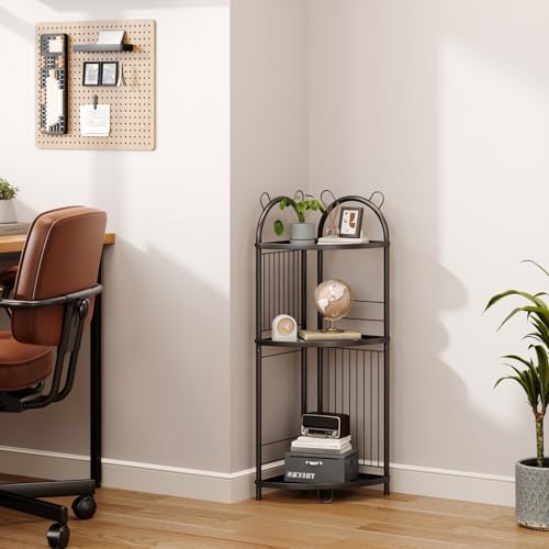 Corner Bathroom Shelf Metal Short Corner Stand Shelf Black - Image 7