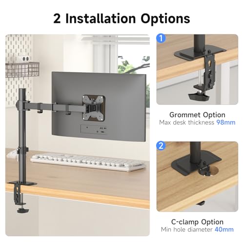 suptek Single LED LCD Monitor Desk Mount Heavy Duty Fully - Image 6