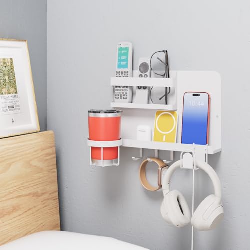 Metal Bedside Wall Shelf, No Drill Floating Bedside Shelf Wall - Image 2