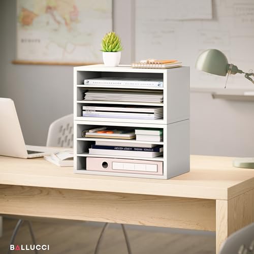 Ballucci Paper Organizer, 3-Tier Stackable Wood Desk Organizer - Image 6