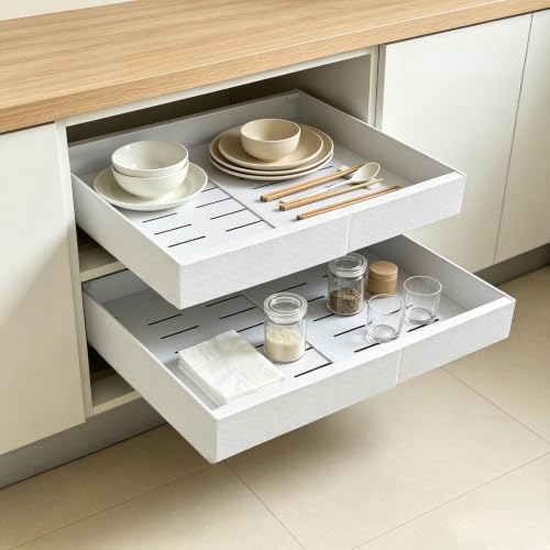 Pull Out Cabinet Organizer, Extendable Width 12.6-20.5 in，White：2 - Image 2
