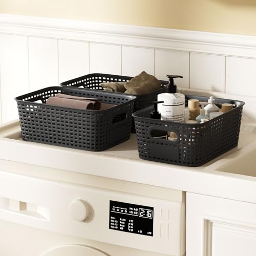 6Pcs Storage Bins with Lids, Stackable Plastic Storage Basket - Image 5