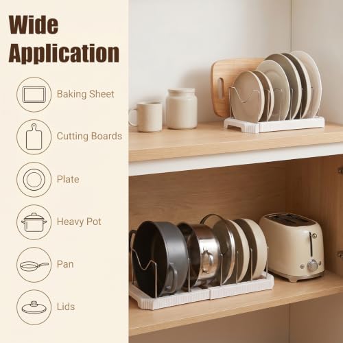2 Pack Expandable Pot and Pan Organizer Rack for Kitchen Cabinet - Image 7