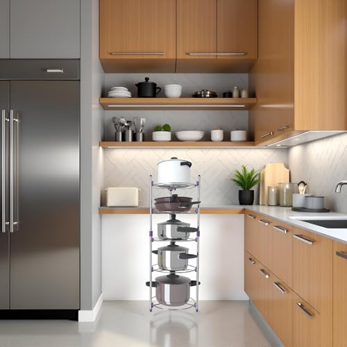 Cookware Stand,5 Tiers Round Shelf Storage Tower for Home Kitchen - Image 7