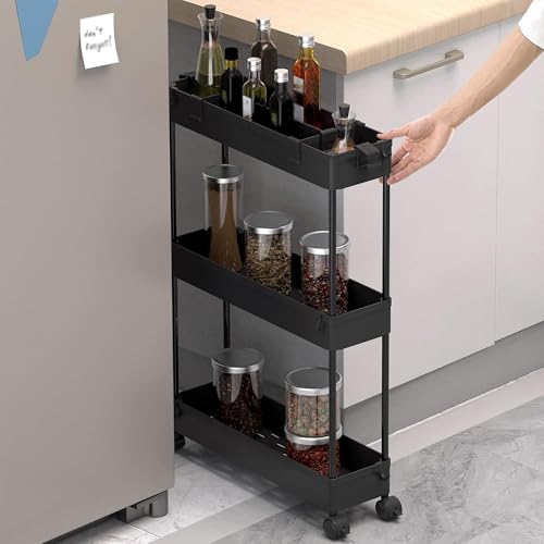 2 Pack 3 Tier Slim Storage Cart, Bathroom Rolling Utility - Image 5