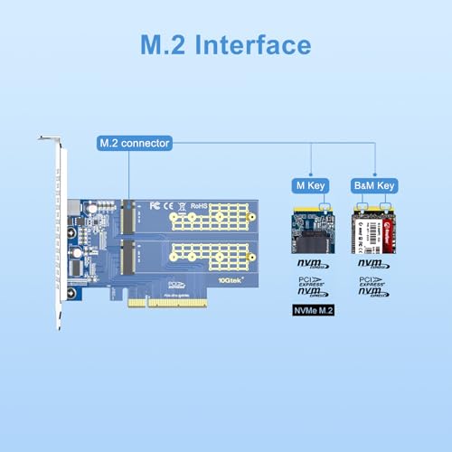 10Gtek Dual M.2 NVMe SSD Adapter Card - PCIe 3.0 x8 Slot (M-Key) - Image 4