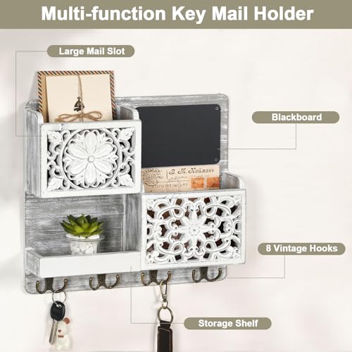 Mail Organizer Wall Mounted, 2 Slots Key Holder for Wall - Image 6