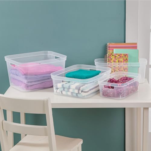 Sterilite Narrow Shelf Bin, Clear Plastic Open Top Storage Basket - Image 5