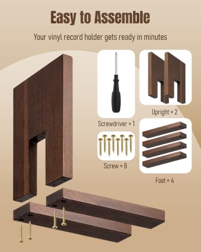 Uniclife Vinyl Record Storage Rack Wooden Vinyl Record - Image 5