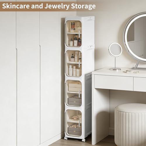 2-Tier Narrow Storage Cabinet Slim Bathroom Skinny | Home Organization - Image 5