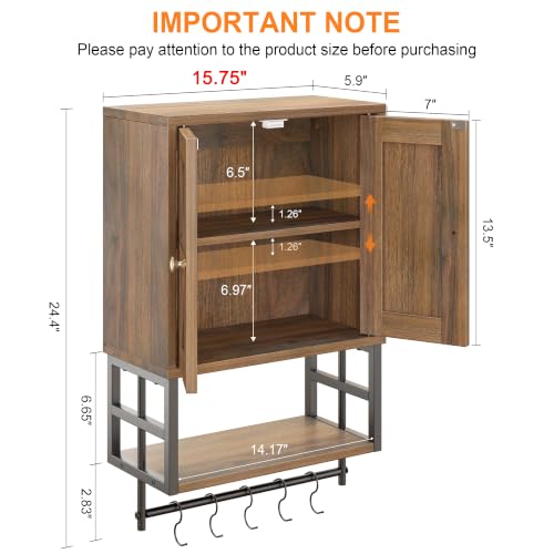 Bathroom Wall Cabinet, Farmhouse Medicine Storage with Towel Bar - Image 4
