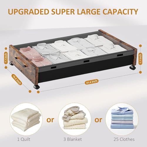 Under Bed Storage with Wheels, 2 Pack Under Bed Storage - Image 3