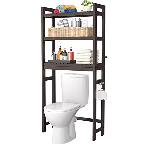 Over The Toilet Storage, 3-Tier Bamboo Bathroom Shelf, Espresso - Image 2