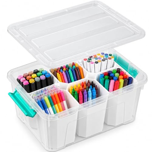 Clear Storage Boxes with 6 Tall Inserts, Large Plastic - Image 2