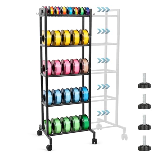 IRONWALLS 3D Printer Filament Rack with Wheel, 5 Tier, 51" Tall - Image 2