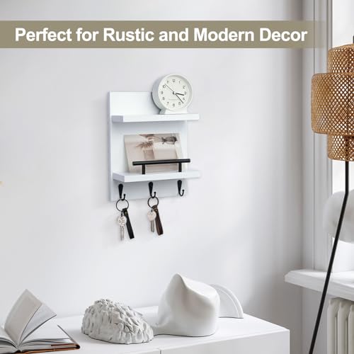 Key Holder Wall Mount, Mail Shelf Decor with 3 Key Hooks - Image 7
