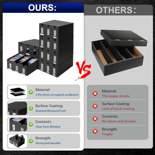 6 Pack Card Storage Box Toploader,3 Drawer,Black - Image 8