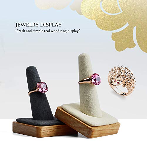 Oirlv Single Finger Wooden Ring Display Stand Jewelry Showcase - Image 3