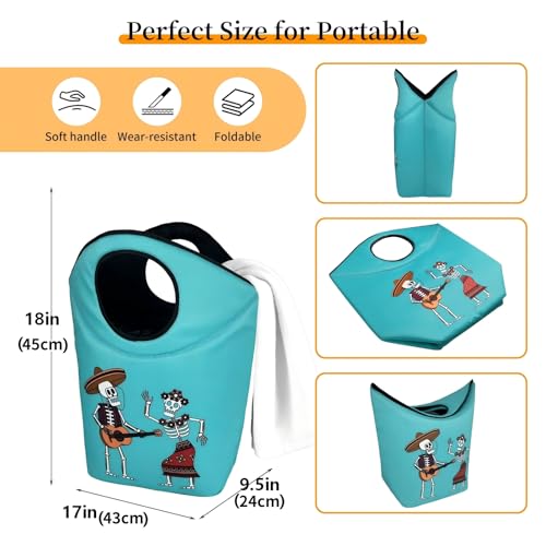 Collapsible Laundry Hamper, Waterproof Halloween Skeleton Storage - Image 3