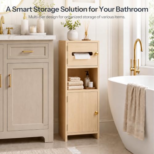 HOOBRO Small Bathroom Storage Cabinet, Wooden Slim - Image 6