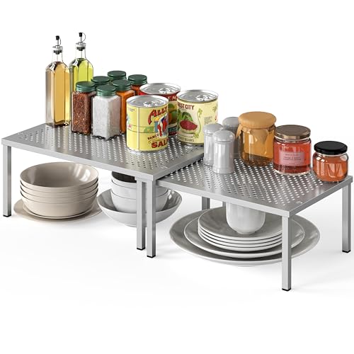 Simple Houseware Cabinet Counter Shelf Organizer w/Steel Surface - Image 2