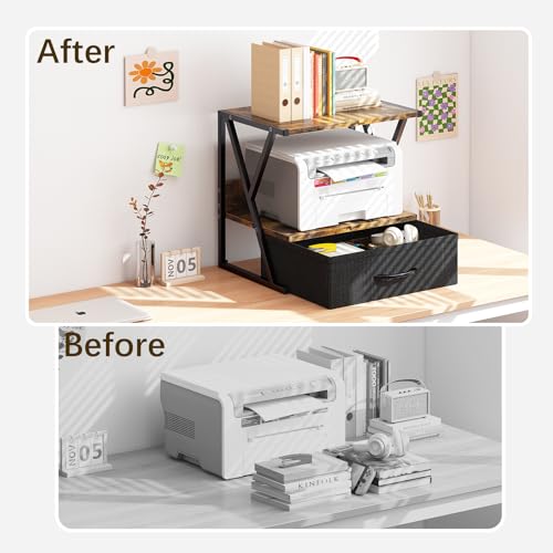 aboxoo Printer Stand for Desk with Storage Drawer, 2 Tier - Image 6