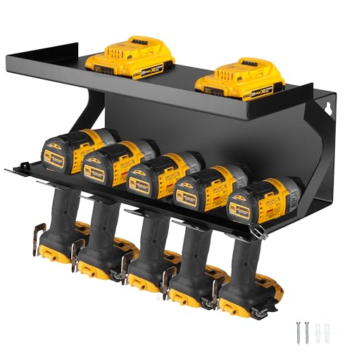 Metal Power Tool Organizer Wall Mount, 5 Drill Holder - Image 2