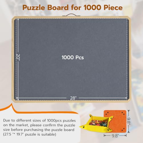 1000 Pcs Puzzle Board with Tilting Stand, 6 Sorting Trays & Cover - Image 3