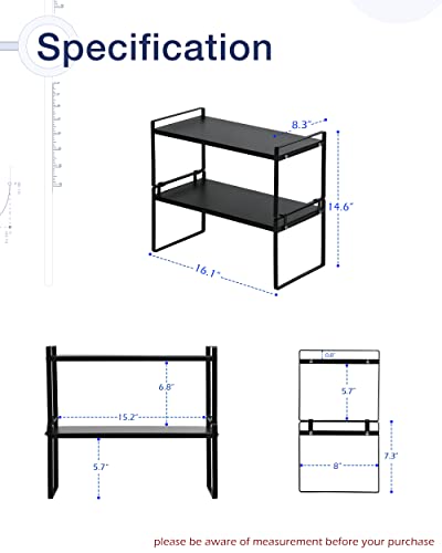 Nxconsu Stackable Cabinet Shelf Organizer 2 Pack, Standard Black - Image 4