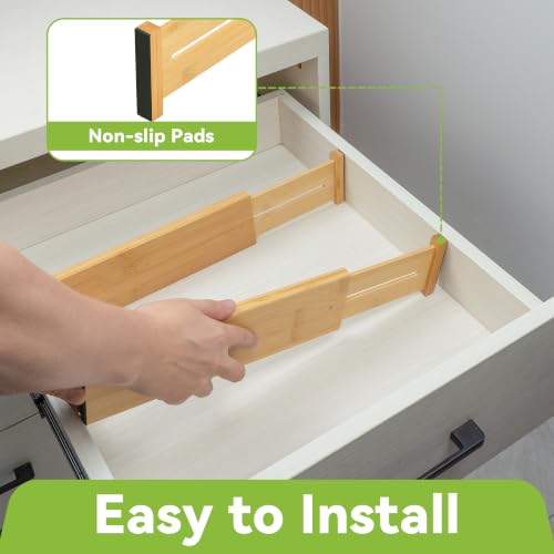 Utoplike Bamboo Dresser Drawer Dividers, Expandable Organizer - Image 6