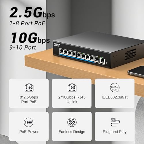 8 Port 2.5Gb PoE (130W) + 2 Port 10Gb RJ45 Network Switch - Image 4