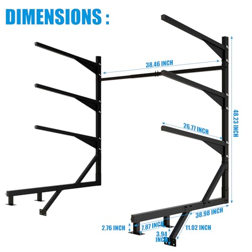 Black Adjustable Kayak Dock Storage Rack - Heavy-Duty - Image 3