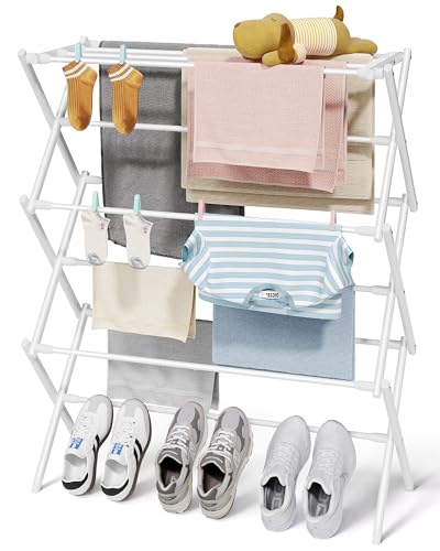 Foldable 3-Tier Clothes Drying Rack 37.4" H with Non-Slip Feet - Image 2
