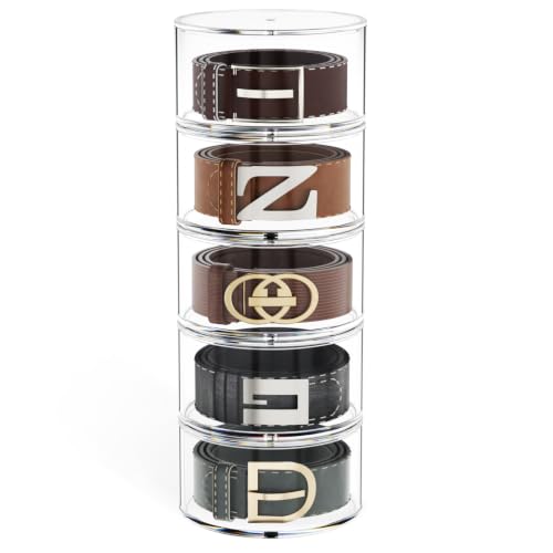 FEMELI Acrylic Belt Storage Organizers For Closet 5-Layer Clear - Image 2