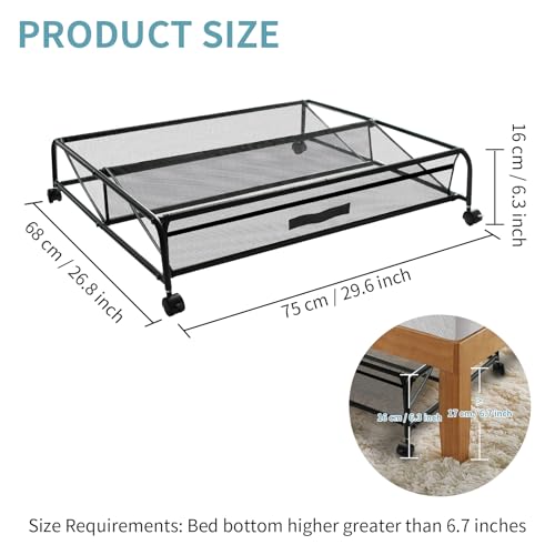 Under Bed Shoe Storage with Wheels, Space Saving Shoe - Image 3