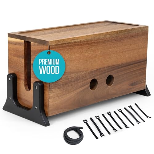 Extra Large Cable Management Box, Wood Cord Hider Box & - Image 2